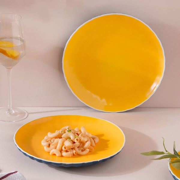 Chrome Dinner Plate Blue 9.5 Inch Set Of 2 - Serving plate, rice plate, ceramic dinner plates| Plates for dining table & home decor