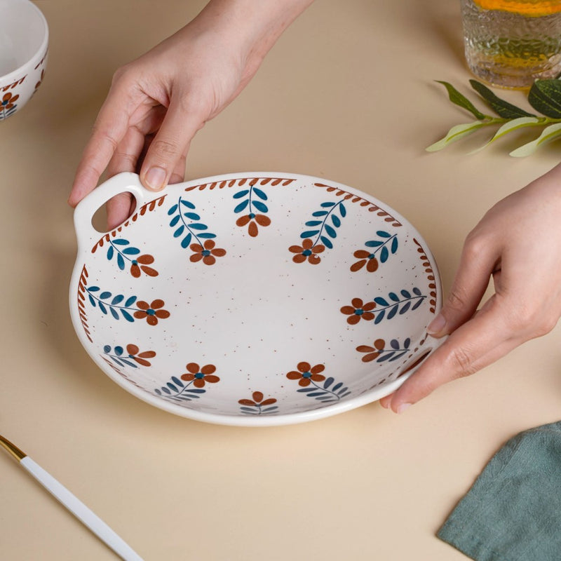 Carmella Floral Round Baking Dish 8 Inch - Ceramic platter, serving platter, fruit platter | Plates for dining table & home decor