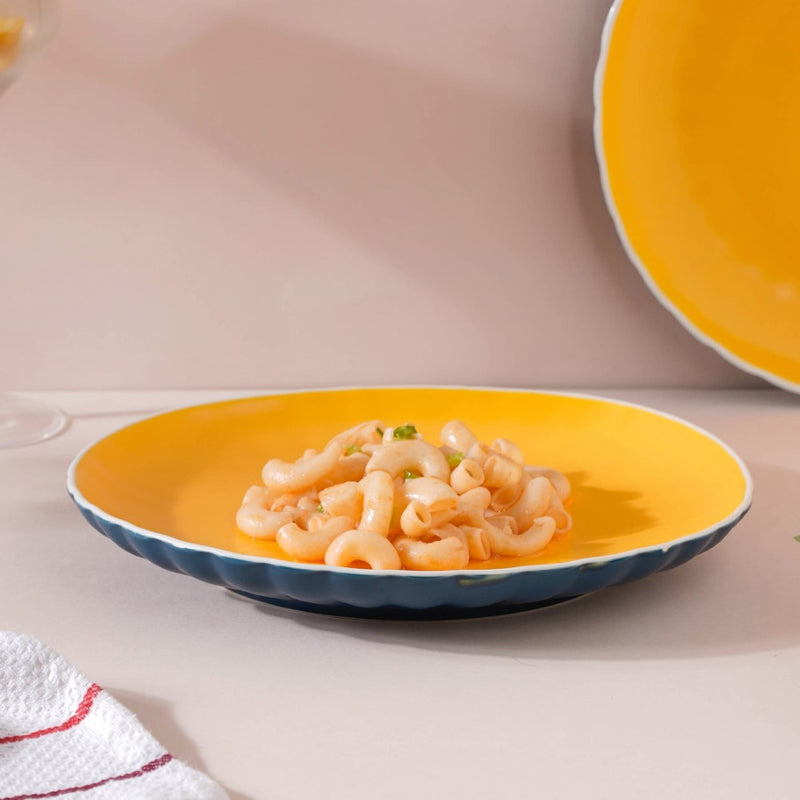 Chrome Dinner Plate Blue 9.5 Inch Set Of 2 - Serving plate, rice plate, ceramic dinner plates| Plates for dining table & home decor