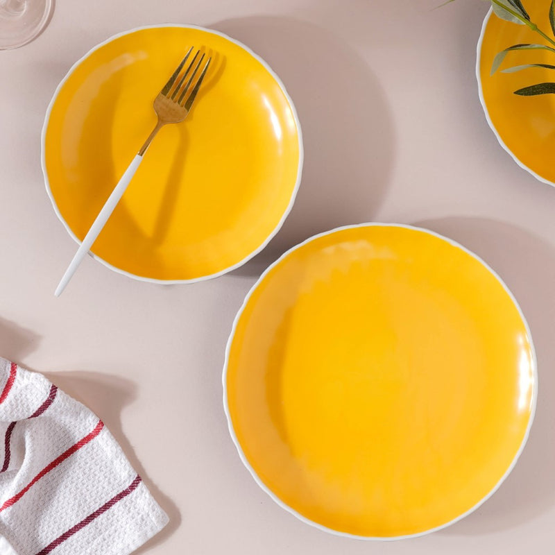 Chrome Dinner Plate Blue 9.5 Inch Set Of 2 - Serving plate, rice plate, ceramic dinner plates| Plates for dining table & home decor