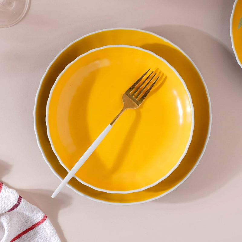 Chrome Dinner Plate Blue 9.5 Inch Set Of 2 - Serving plate, rice plate, ceramic dinner plates| Plates for dining table & home decor