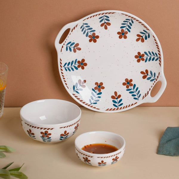 Carmella Floral Round Baking Dish 8 Inch - Ceramic platter, serving platter, fruit platter | Plates for dining table & home decor