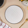 Ceramic Wooden Texture Round Platter White 9.5 Inch - Ceramic platter, serving platter, fruit platter | Plates for dining table & home decor