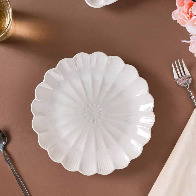 Ocean Ceramic Plate For Snacks 8 Inch White - Serving plate, snack plate, dessert plate | Plates for dining & home decor