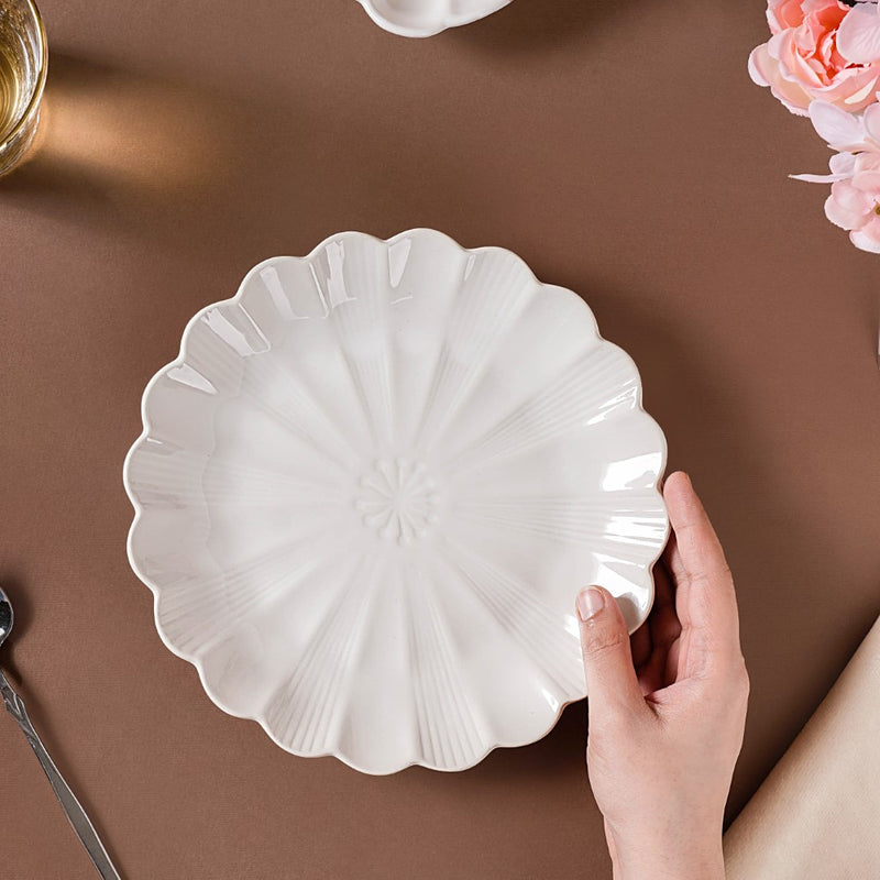 Ocean Ceramic Plate For Snacks 8 Inch White - Serving plate, snack plate, dessert plate | Plates for dining & home decor