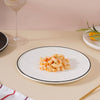 Ceramic Wooden Texture Round Platter White 9.5 Inch - Ceramic platter, serving platter, fruit platter | Plates for dining table & home decor