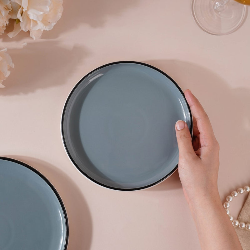 Cara Sleek Ceramic Side Plate Grey 7 Inch - Serving plate, snack plate, dessert plate | Plates for dining & home decor