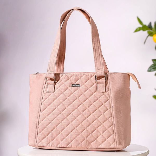 Pink Canvas Quilted Tote Bag