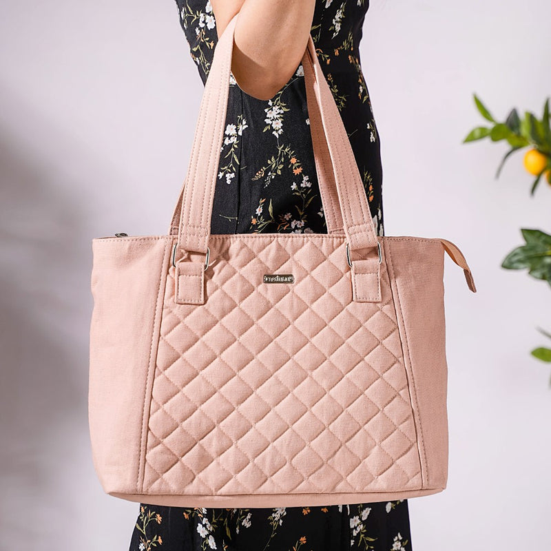 Canvas Quilted Handbag Pink
