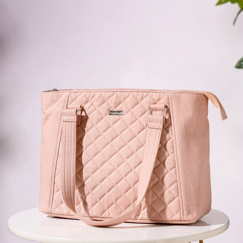 Canvas Quilted Handbag Pink