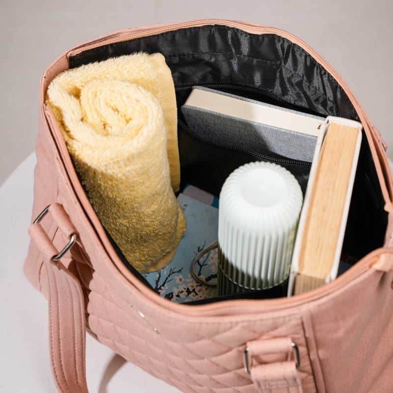 Canvas Quilted Handbag Pink