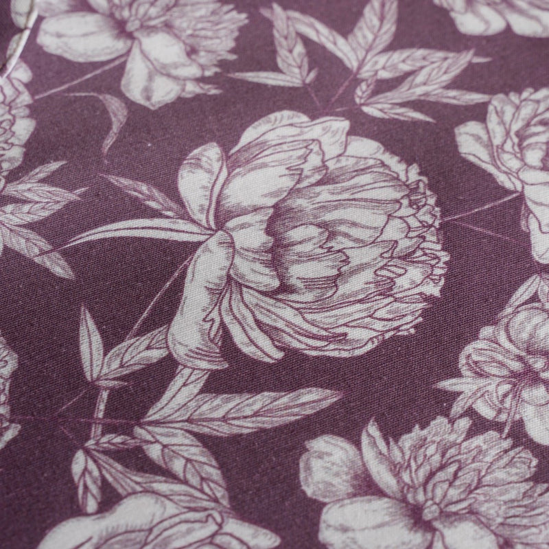 Peony Purple Printed Cotton Table Runner For 6 Seater