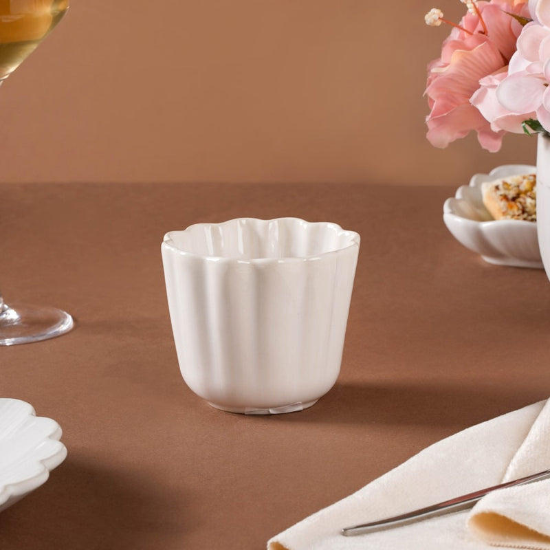 Ocean Side Bowl White 200 ml - Bowl,ceramic bowl, snack bowls, curry bowl, popcorn bowls | Bowls for dining table & home decor
