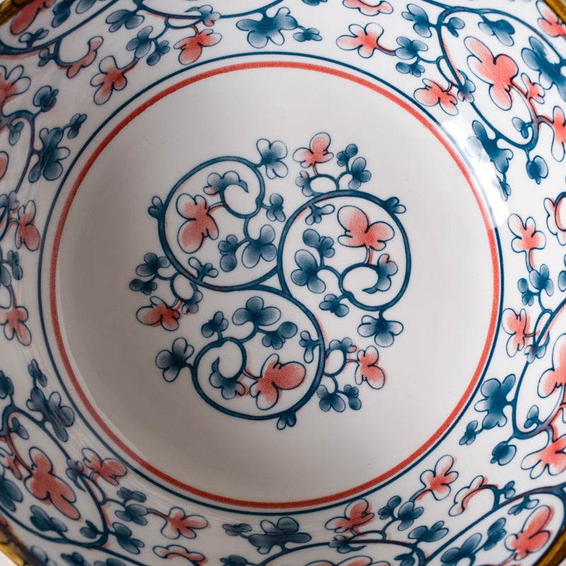 Hana Floral Ceramic Serving Bowl With Handles 9 Inch 500 ml - Bowl, ceramic bowl, serving bowls, noodle bowl, salad bowls, bowl for snacks, large serving bowl, bowl with handle | Bowls for dining table & home decor
