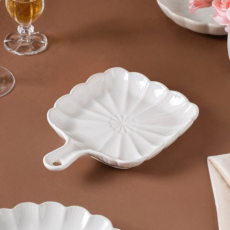 Ocean Square Plate with Handle White - Ceramic platter, serving platter, fruit platter | Plates for dining table & home decor