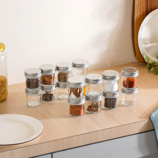 Glass Storage Jars With Lid Set Of 16 50ml