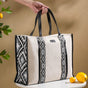 Sustainable Canvas Cotton Tote Bag Black And White 13.5 X 12 Inch