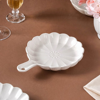 Ocean Round Dish with Handle White