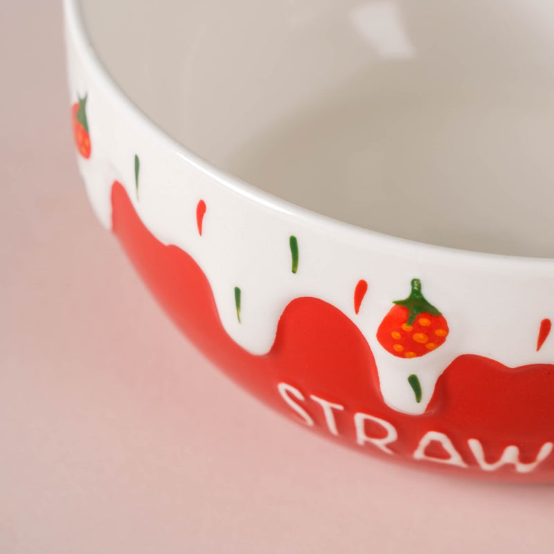 Strawberry Serving Bowl - Bowl, ceramic bowl, serving bowls, noodle bowl, salad bowls, bowl for snacks, large serving bowl | Bowls for dining table & home decor