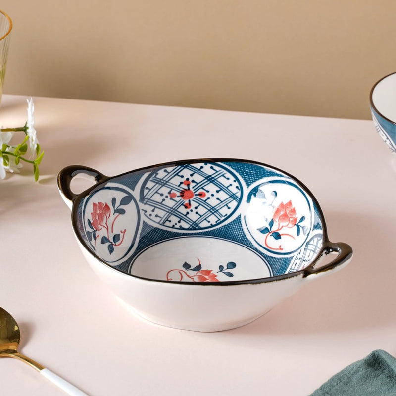 Anhui Ceramic Serving Bowl With Handles 9 Inch 500 ml - Ceramic bowl, serving bowls, noodle bowl, salad bowls, snack bowls, bowls with handle | Bowls for dining table & home decor