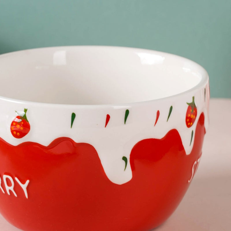 Strawberry Serving Bowl - Bowl, ceramic bowl, serving bowls, noodle bowl, salad bowls, bowl for snacks, large serving bowl | Bowls for dining table & home decor