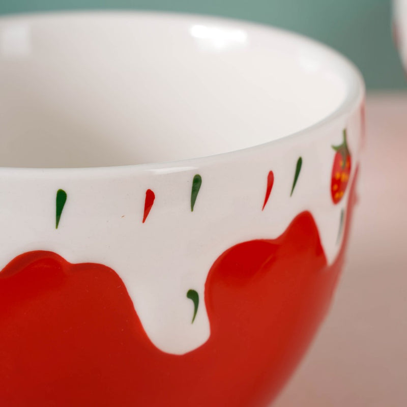 Strawberry Serving Bowl - Bowl, ceramic bowl, serving bowls, noodle bowl, salad bowls, bowl for snacks, large serving bowl | Bowls for dining table & home decor