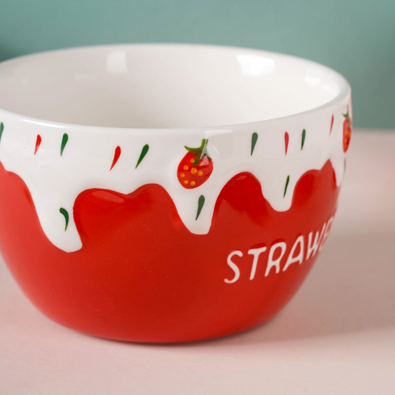Strawberry Serving Bowl - Bowl, ceramic bowl, serving bowls, noodle bowl, salad bowls, bowl for snacks, large serving bowl | Bowls for dining table & home decor