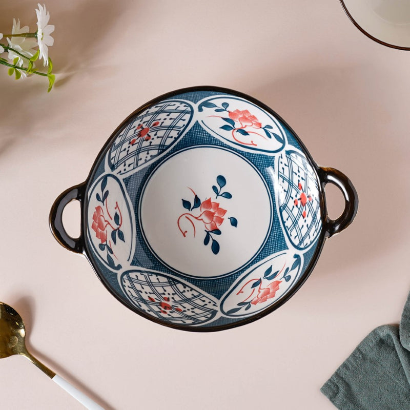 Anhui Ceramic Serving Bowl With Handles 9 Inch 500 ml - Ceramic bowl, serving bowls, noodle bowl, salad bowls, snack bowls, bowls with handle | Bowls for dining table & home decor