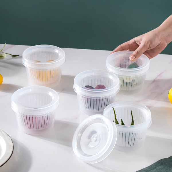 Food Storage Box With Strainer Set Of 5