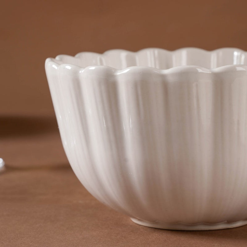 Ocean Snack Bowl White 500ml - Bowl,ceramic bowl, snack bowls, curry bowl, popcorn bowls | Bowls for dining table & home decor