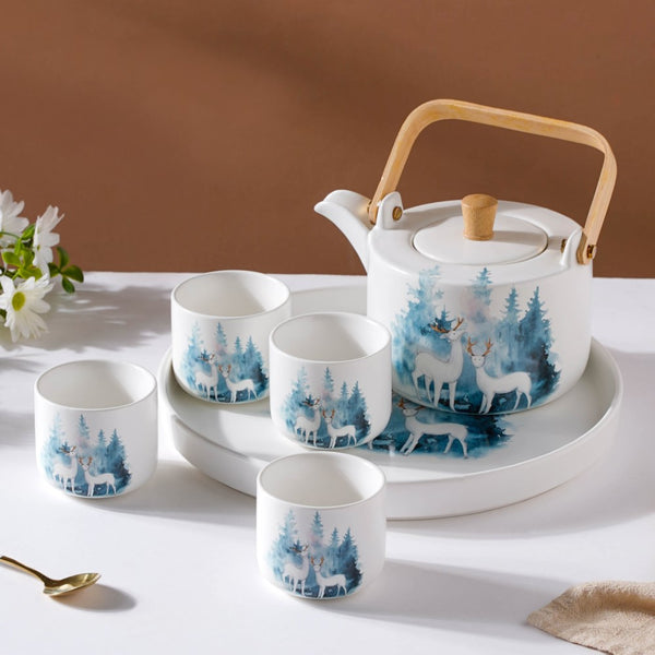 White Teapot Set - Tea cup set, tea set, teapot set | Tea set for Dining Table & Home Decor