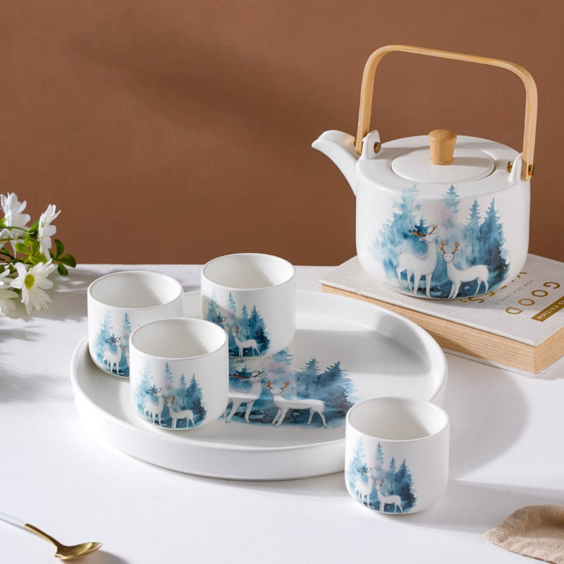 White Teapot Set - Tea cup set, tea set, teapot set | Tea set for Dining Table & Home Decor