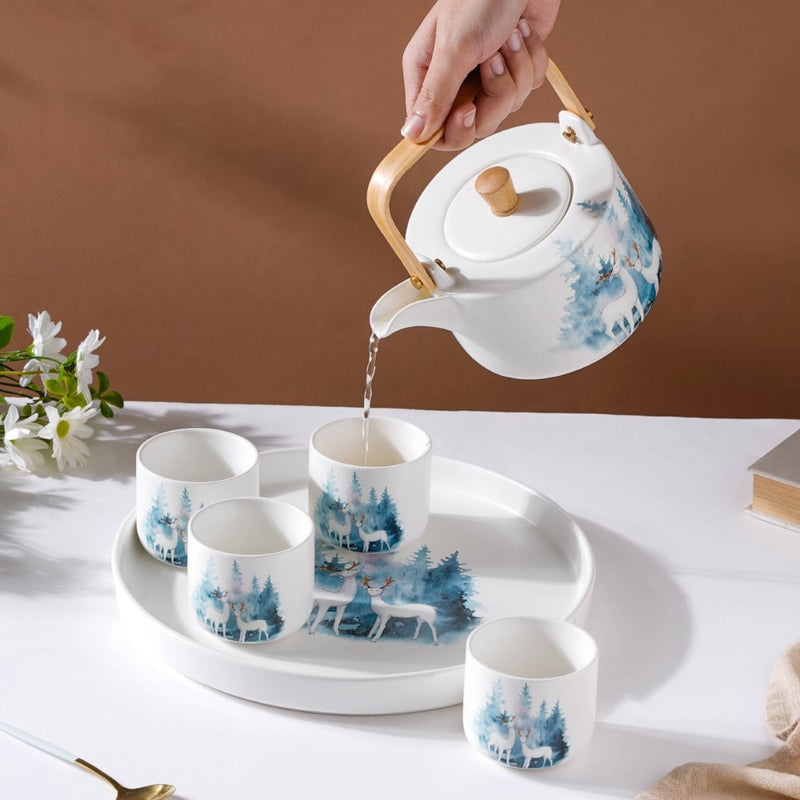 White Teapot Set - Tea cup set, tea set, teapot set | Tea set for Dining Table & Home Decor