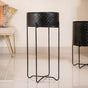 Modern Metal Floor Planter With Stand Black Set Of 2