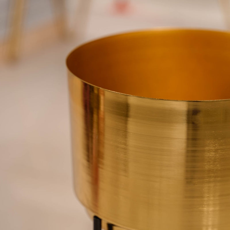 Luxe Metal Floor Planter With Stand Gold Set Of 2