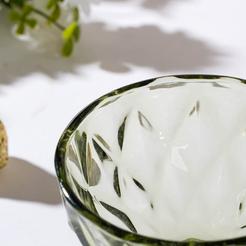 Luxe Glass Dessert Bowl Green Set Of 6 300 ml