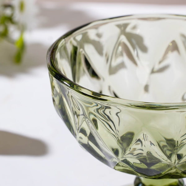 Luxe Glass Dessert Bowl Green Set Of 6 300 ml