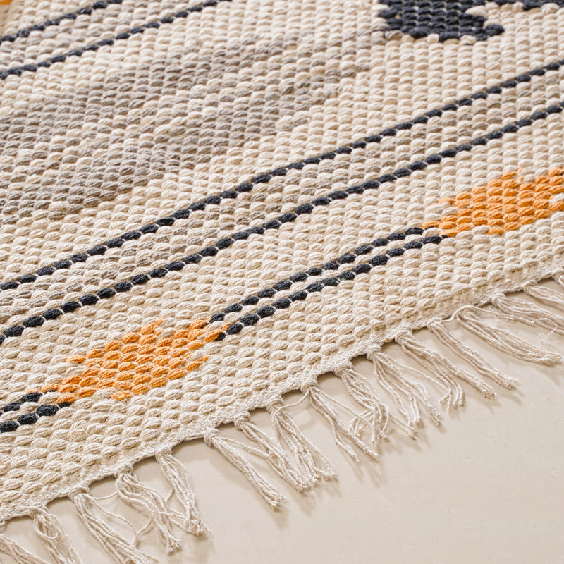 Boho Natural Cotton Living Room Rug