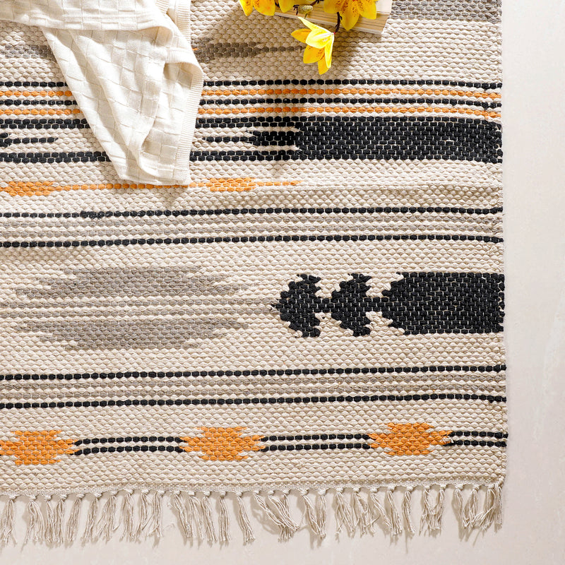 Boho Natural Cotton Living Room Rug