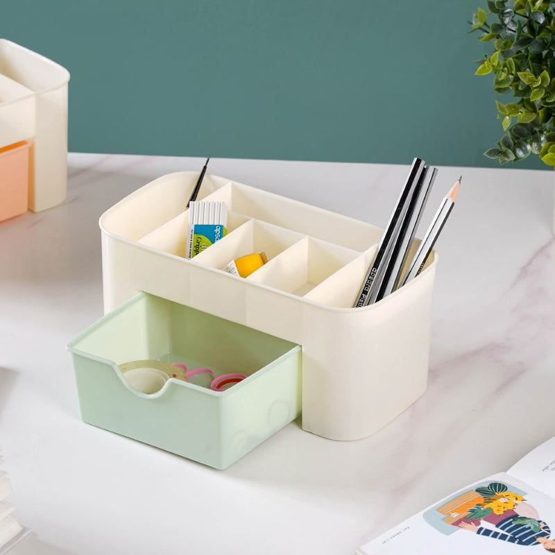 Makeup Organizer With Drawer Beige