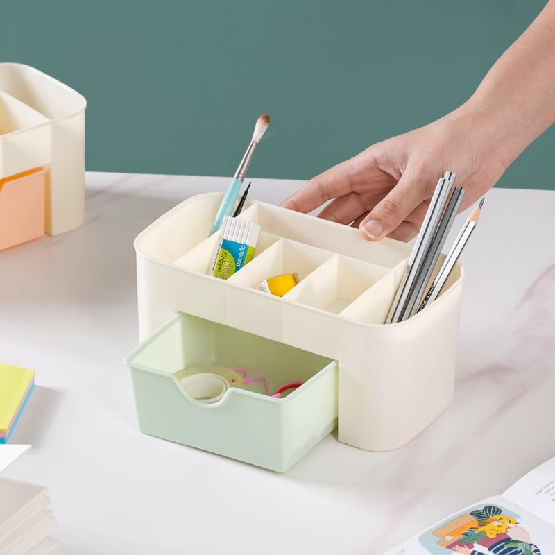 Makeup Organizer With Drawer Beige