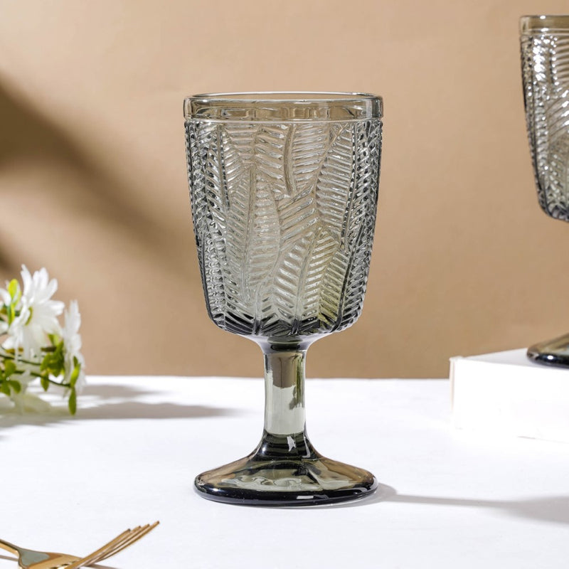 Vintage Engraved Wine Glass Grey Set of 6 300 ml