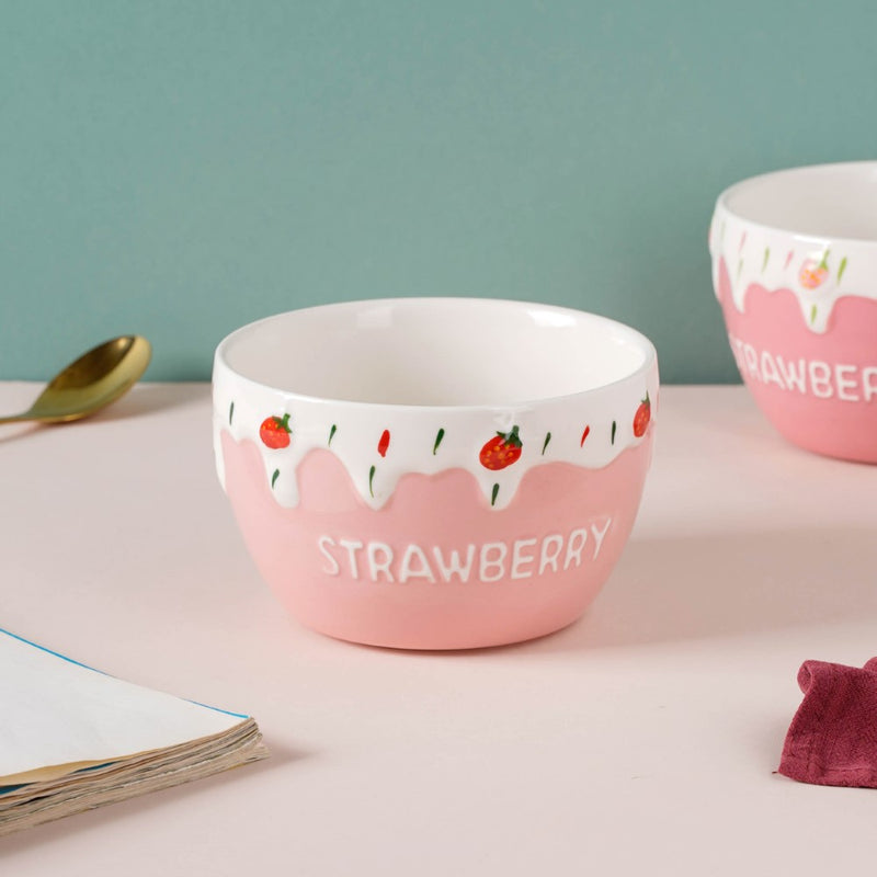 Strawberry Serving Bowl - Bowl, ceramic bowl, serving bowls, noodle bowl, salad bowls, bowl for snacks, large serving bowl | Bowls for dining table & home decor
