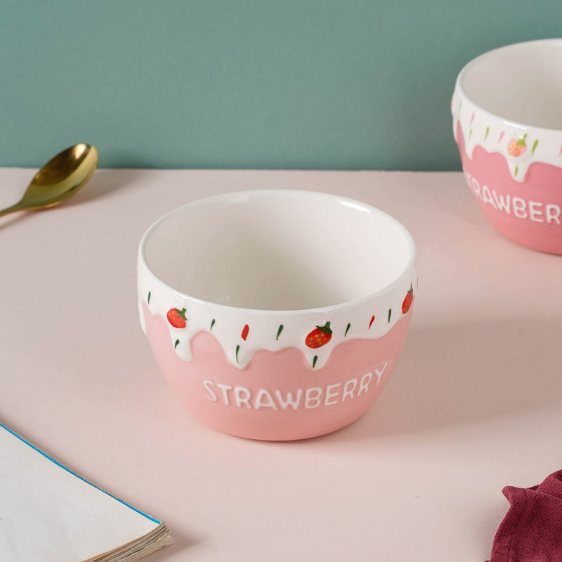 Strawberry Serving Bowl - Bowl, ceramic bowl, serving bowls, noodle bowl, salad bowls, bowl for snacks, large serving bowl | Bowls for dining table & home decor