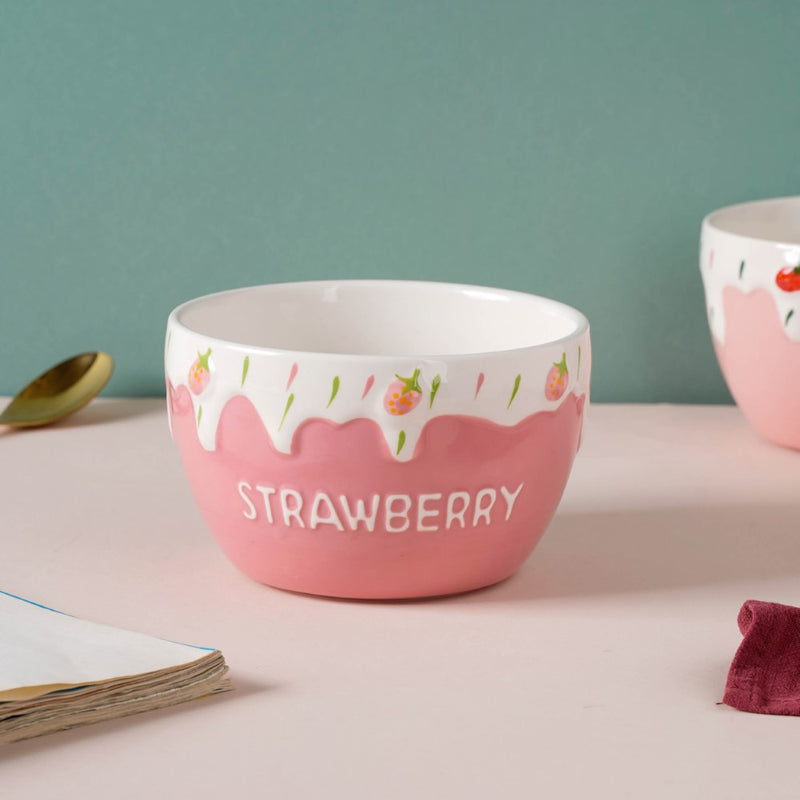 Strawberry Serving Bowl - Bowl, ceramic bowl, serving bowls, noodle bowl, salad bowls, bowl for snacks, large serving bowl | Bowls for dining table & home decor