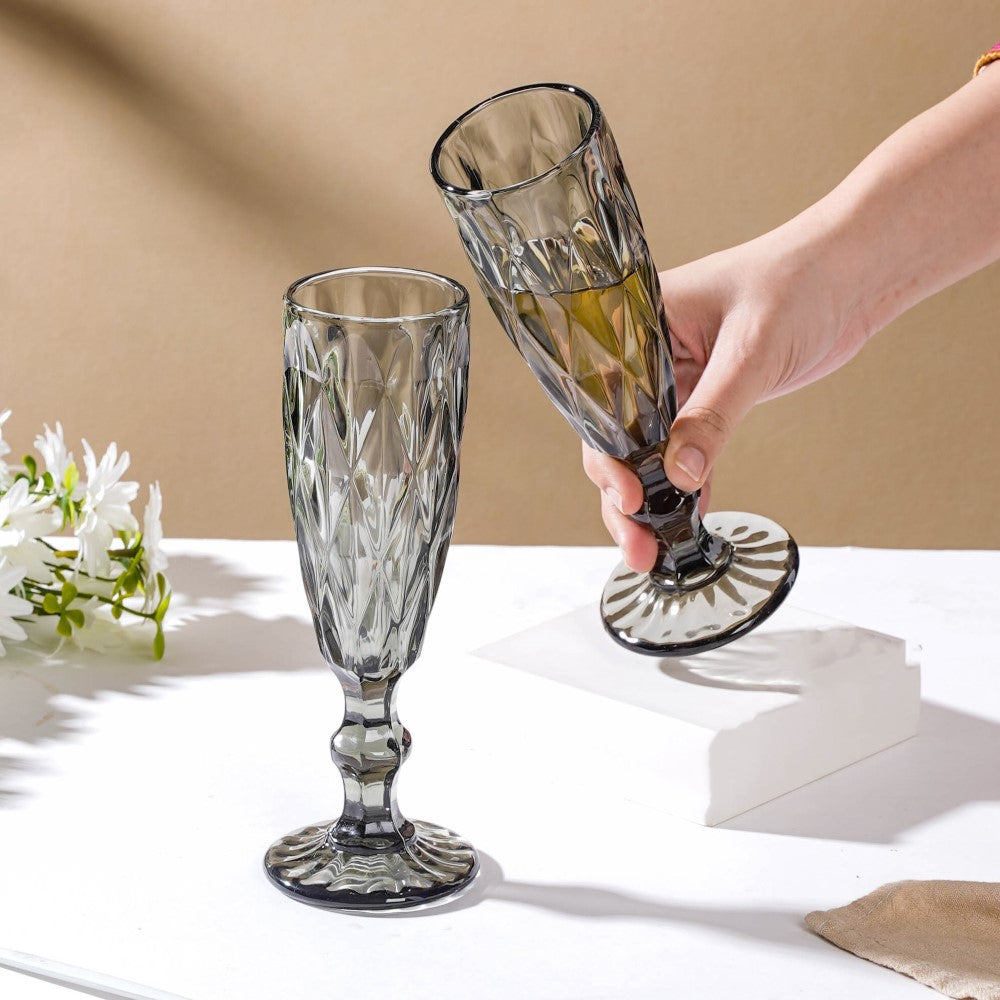 Nestasia Set of 6 Grey Mimosa Glass 150 ml: Buy Nestasia Set of 6 Grey Mimosa  Glass 150 ml Online at Best Price in India