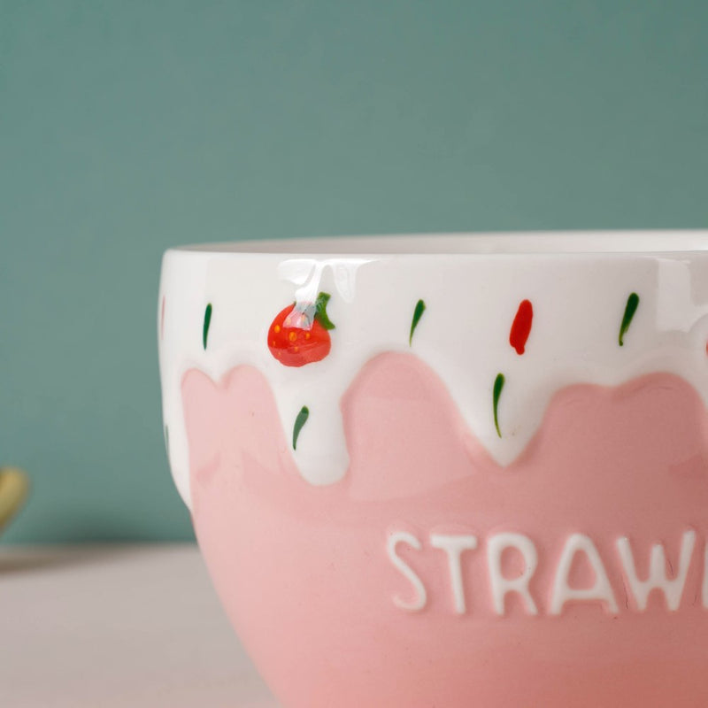 Strawberry Serving Bowl - Bowl, ceramic bowl, serving bowls, noodle bowl, salad bowls, bowl for snacks, large serving bowl | Bowls for dining table & home decor