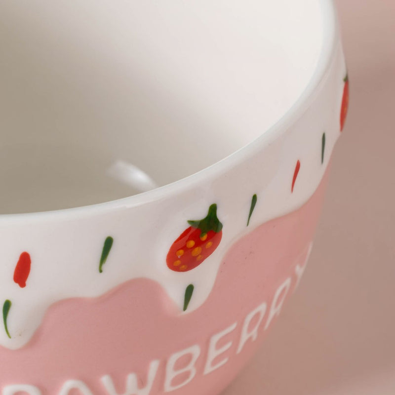 Strawberry Serving Bowl - Bowl, ceramic bowl, serving bowls, noodle bowl, salad bowls, bowl for snacks, large serving bowl | Bowls for dining table & home decor