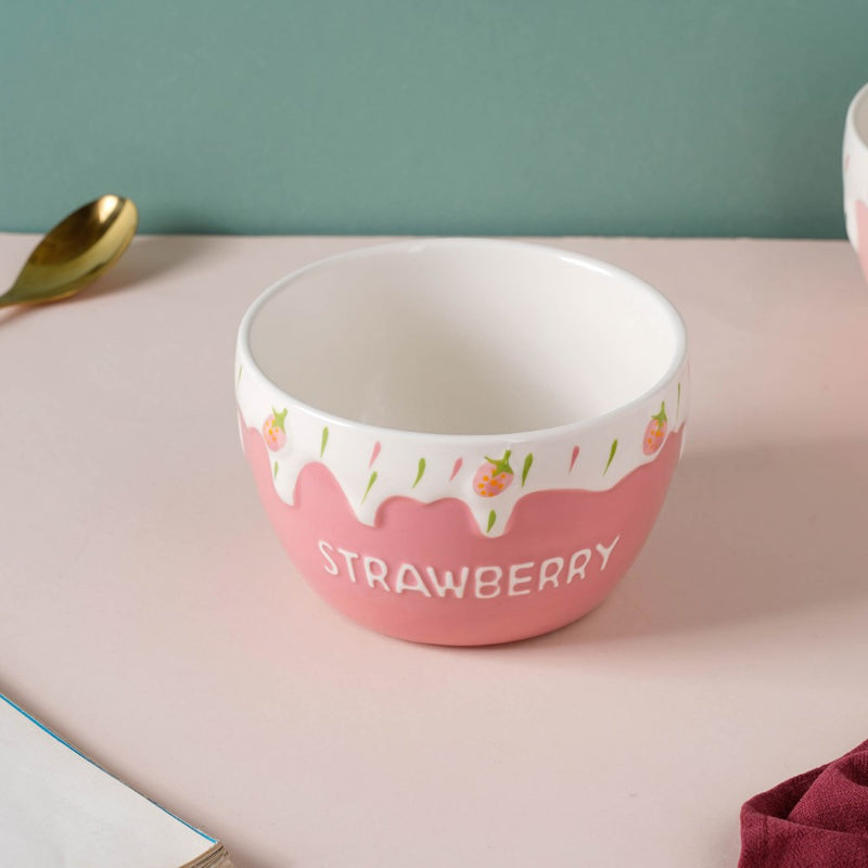Strawberry Serving Bowl - Bowl, ceramic bowl, serving bowls, noodle bowl, salad bowls, bowl for snacks, large serving bowl | Bowls for dining table & home decor