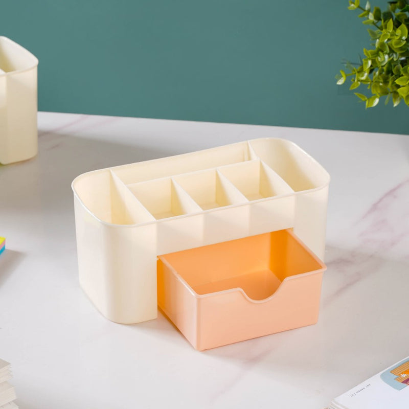 Cosmetic Organizer With Drawer Beige